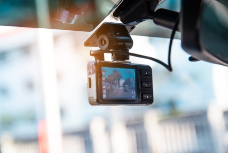 Car video camera attached to the windshield