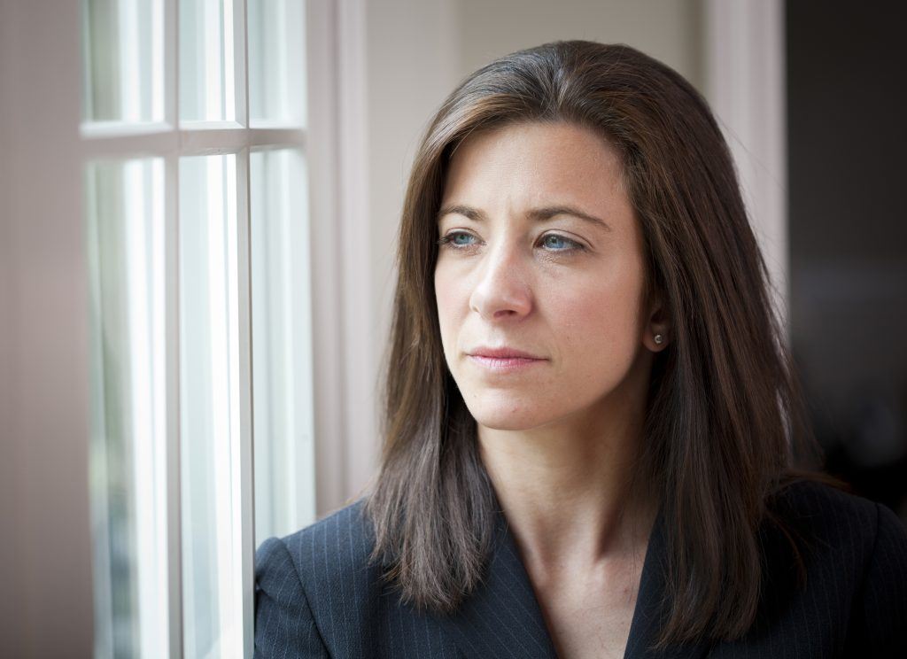 Woman looking out the window