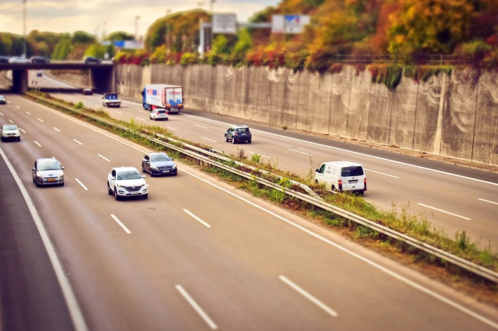 cars driving on a highway